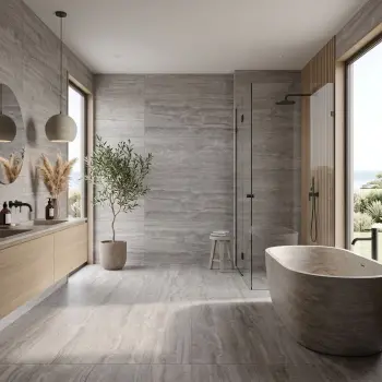 Travertine Grey Vein Cut Travertine Look Matt Porcelain Tile 600x1200mm