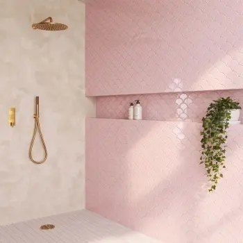 Pastel Pink Gloss Porcelain Fishscale Mosaic 259x273mm