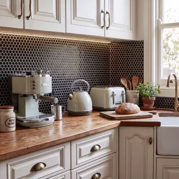 Black Gloss Porcelain Hexagon Mosaic 260x300mm