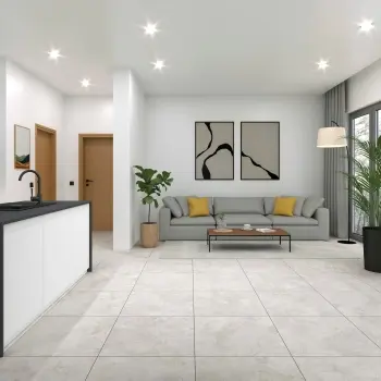 Gravity White Cross Cut Travertine Matt Porcelain Tile 600x600mm