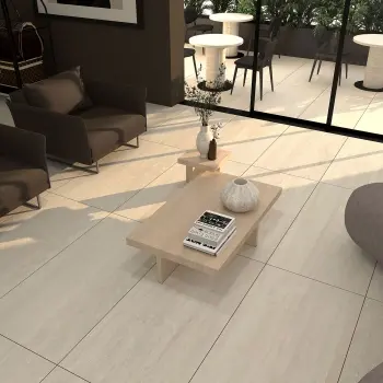 Troy Ivory Vein Travertine Look Slip Resistant Porcelain Tile 600x1200mm