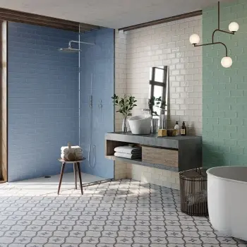 Delfos Blue Mixed Pattern Look Slip Resistant Porcelain Tile 200x200mm