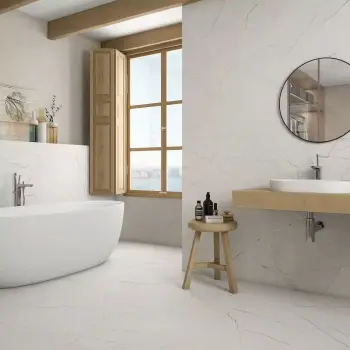 Roca Lincoln White Marble Look Matt Large Porcelain Tile 600x1200mm