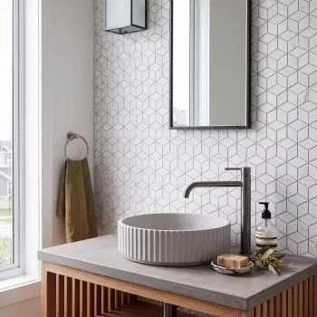 Carrara Look Matt Porcelain Cube Mosaic 266x305mm
