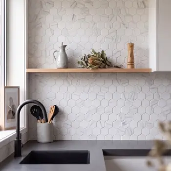 Carrara Look Matt Porcelain Hexagon Mosaic 281x325mm