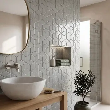 Grey Gloss Porcelain Cube Mosaic 266x305mm
