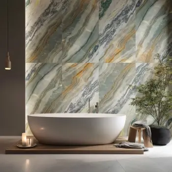 Paonazzo Green Marble Look Polished Porcelain Tile 600x1200mm