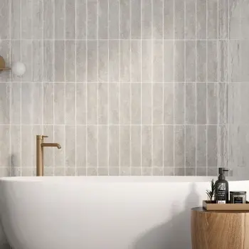 Roca Harmony Grey Stone Brick Look Gloss Ceramic Tile 77x305mm