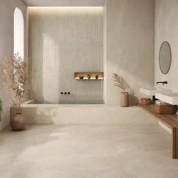 Roca Harmony Ivory Stone Brick Look Gloss Ceramic Tile 77x305mm