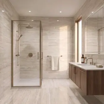 Ankara Ivory Vein Cut Travertine Look Polished Porcelain Tile 600x1200mm