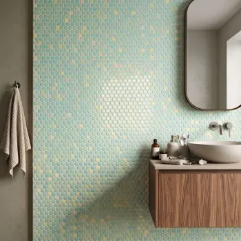 Aqua Mix Gloss Porcelain Penny Round Mosaic 294x315mm