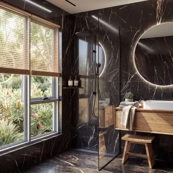Laurent Black Marble Look Polished Porcelain Tile 600x1200mm