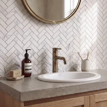 Carrara Look Matt Porcelain Herringbone Bond Mosaic 243x317mm