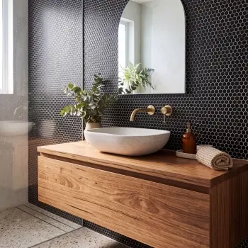 Black Matt Porcelain Hexagon Mosaic 260x300mm