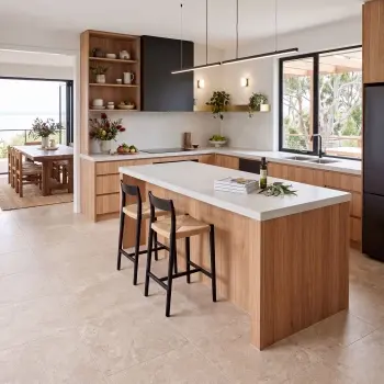 Pero Beige Cross Travertine Look Matt Porcelain Tile 600x600mm