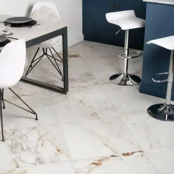 Barnaby White Marble Look Matt Porcelain Tile 600x600mm