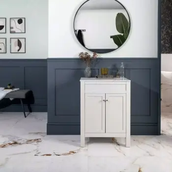 Barnaby White Marble Look Gloss Porcelain Tile 600x600mm