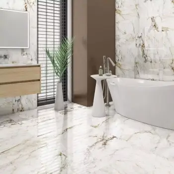 Barnaby White Marble Look Gloss Porcelain Tile 300x600mm