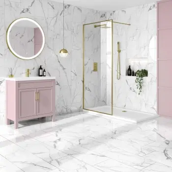 Carrera White Marble Look Polished Porcelain Tile 300x600mm