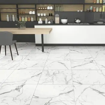 Carrera White Marble Look Matt Porcelain Tile 600x600mm