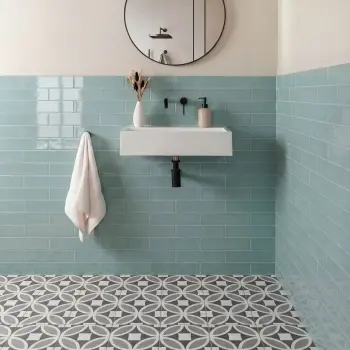 Cottage Green Brick Look Gloss Ceramic Tile 75x300mm