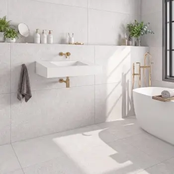 Galactic White Concrete Look Slip Resistant Porcelain Tile 600x1200mm