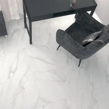Polar White Marble Look Matt Porcelain Tile 600x600mm