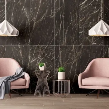 Laurent Black Marble Look Matt Porcelain Tile 600x1200mm