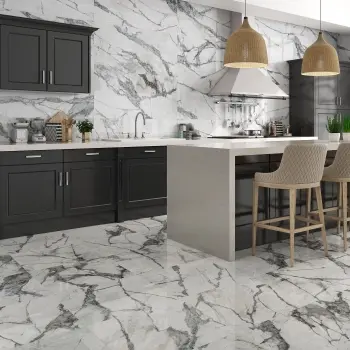 Invisible White Marble Gloss Vitrified Ceramic Tile 600x600mm