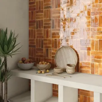 Luma Burnt Orange Gloss Ceramic Wall Tile 65x200mm