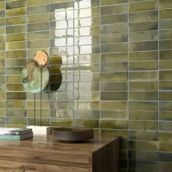 Luma Olive Green Gloss Ceramic Wall Tile 65x200mm