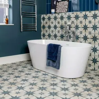 Metropolis Star Indigo Blue Patterned Matt Ceramic Tile 450x450mm
