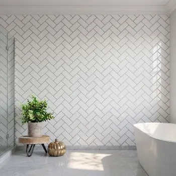 Mini Metro Flat White Gloss Ceramic Wall Tile 75x150mm