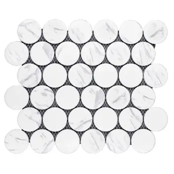 Carrara Look Matt Porcelain Penny Round Mosaic 268x300mm