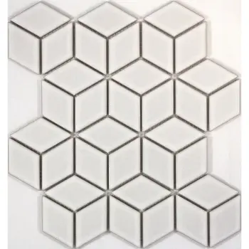 White Gloss Porcelain Cube Mosaic 266x305mm