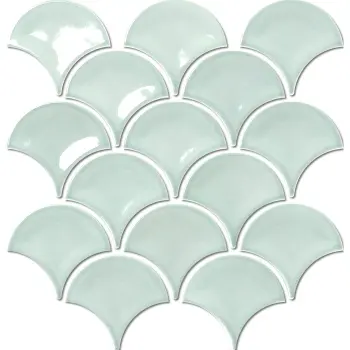 Foam Light Green Gloss Porcelain Fishscale Mosaic 259x273mm