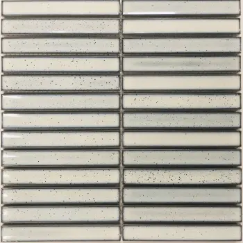 Antique White Speckled Blue Tinge Gloss Porcelain Concave Finger Mosaic 296x299mm