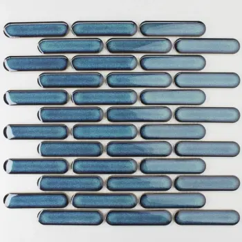 Shadow Dark Green Gloss Porcelain Round Head Finger Mosaic 300x300mm