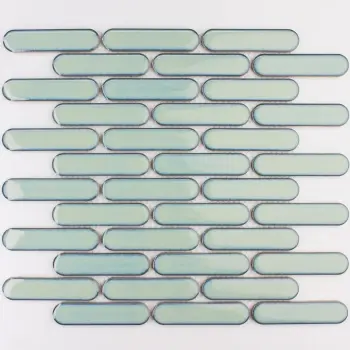 Antique Green Gloss Porcelain Round Head Finger Mosaic 300x300mm