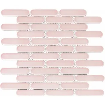 Antique Pink Gloss Porcelain Round Head Finger Mosaic 300x300mm
