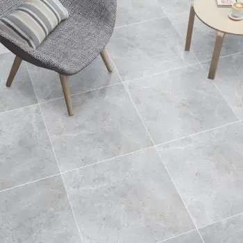 Bourke Light Grey Stone Look Matt Porcelain Tile 600x600mm