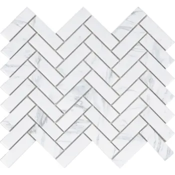 Carrara Look Matt Porcelain Herringbone Bond Mosaic 243x317mm