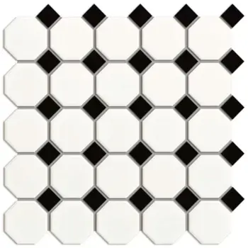 White & Black Matt Porcelain Octagon Mosaic Small 295x295mm