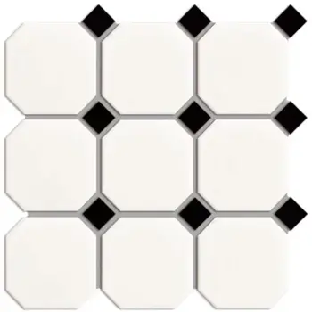 White & Black Matt Porcelain Octagon Mosaic Large 300x300mm