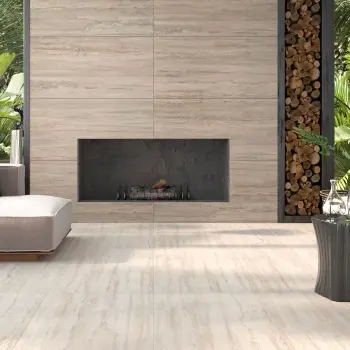 Ankara Beige Vein Cut Travertine Look Polished Porcelain Tile 600x1200mm