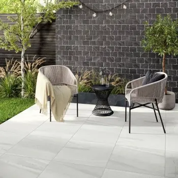 Rochetta Ice White Stone Look Slip Resistant Porcelain Outdoor Pavers 600x600mm
