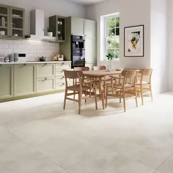 Crea Ivory Cross Travertine Look Matt Porcelain Tile 600x600mm