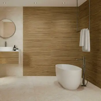 Verbier Honey Oak Slatted Wood Look Matt Ceramic Tile 333x1000mm