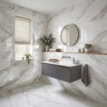 Vintage White Marble Look Gloss Ceramic Tile 298x600mm