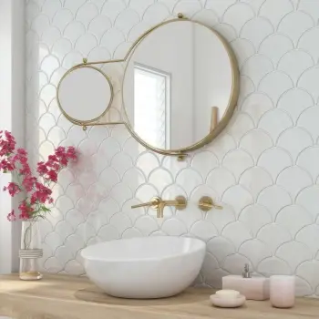 White Gloss Porcelain Fishscale Mosaic 259x273mm